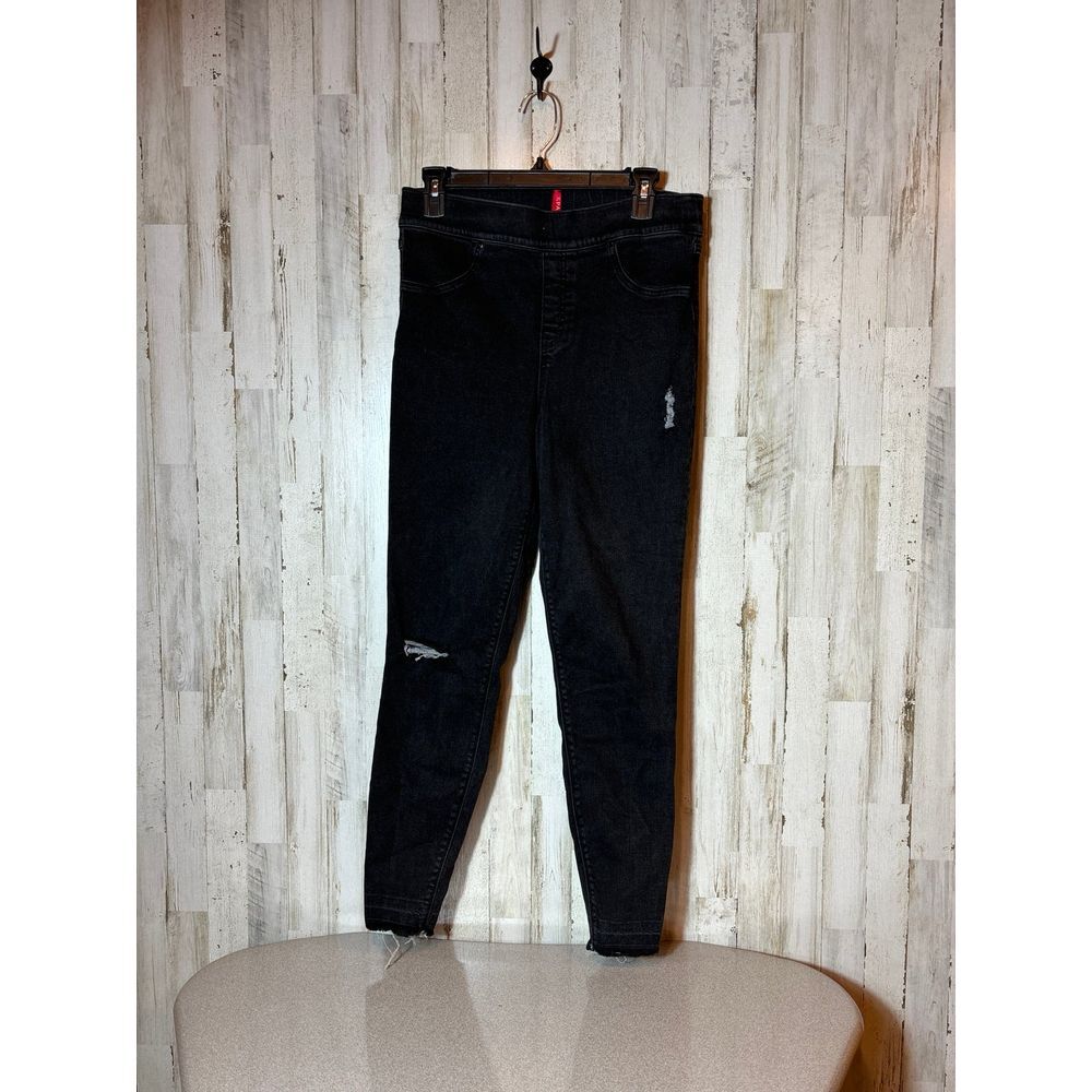Women's Spanx‎ Pull on Distressed Skinny Jeans Size large - Black NWOT
